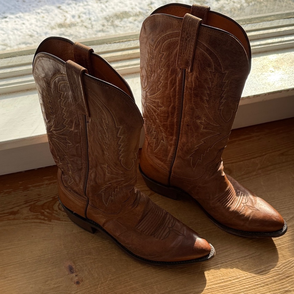 Lucchese Brown Leather Cowboy Boots